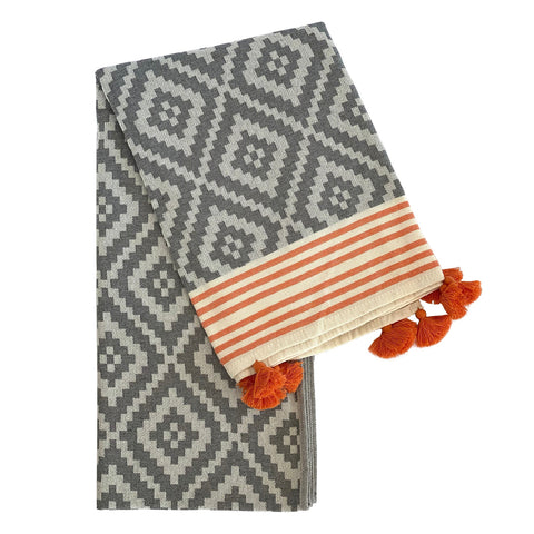 Merida Gray - Orange Turkish Towel / Blanket-0