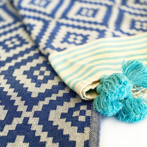 Merida Turkish Towel / Blanket - Blue-4