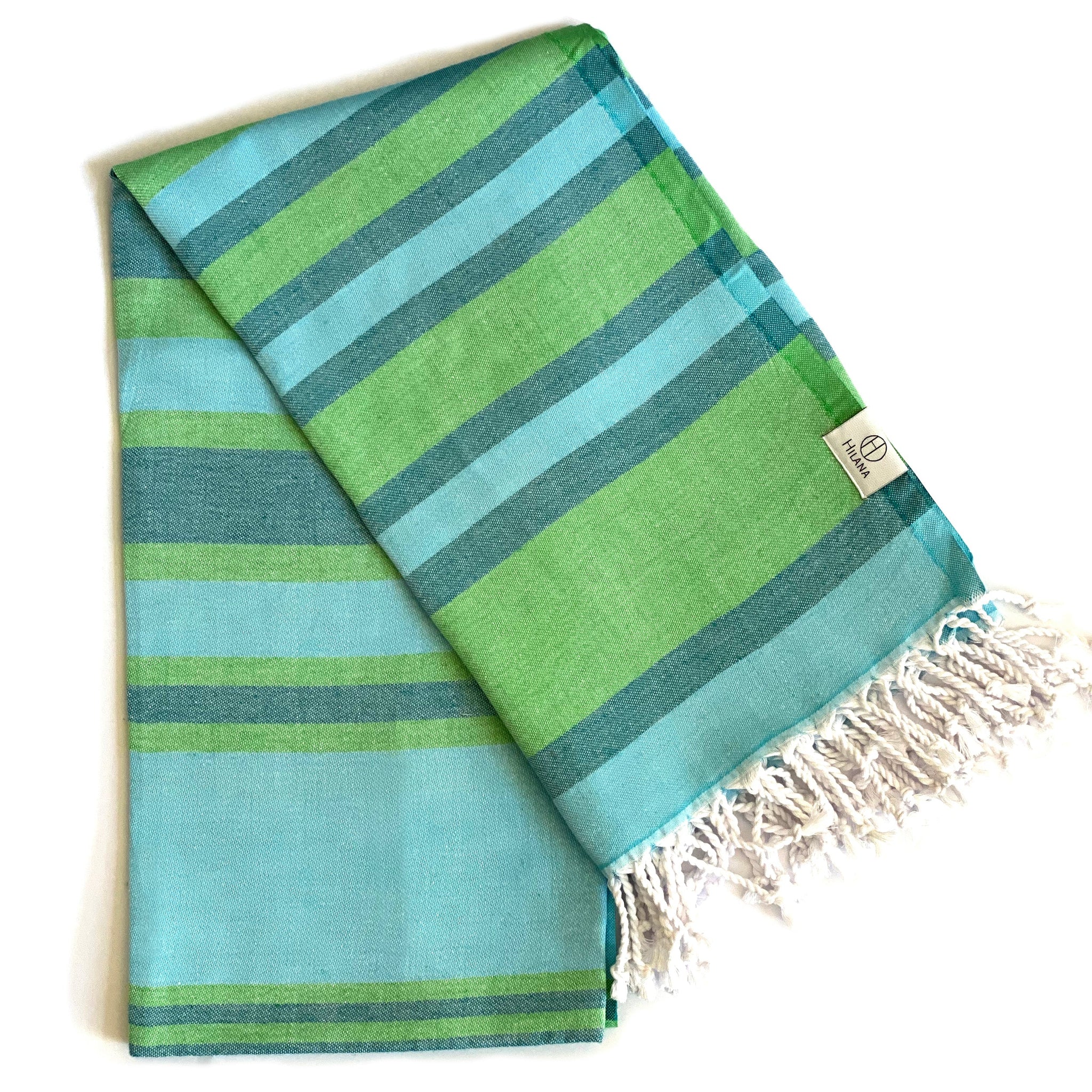 Samara Striped Sustainable Turkish Towel  Green