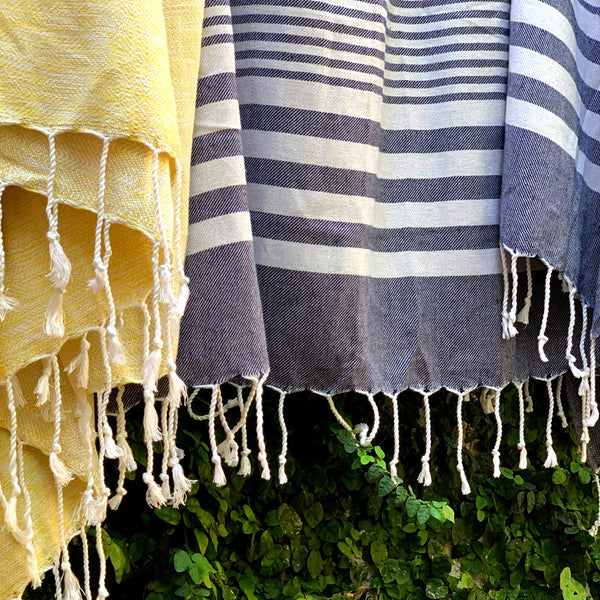 Fethiye Striped Blanket Throw - Blue-5