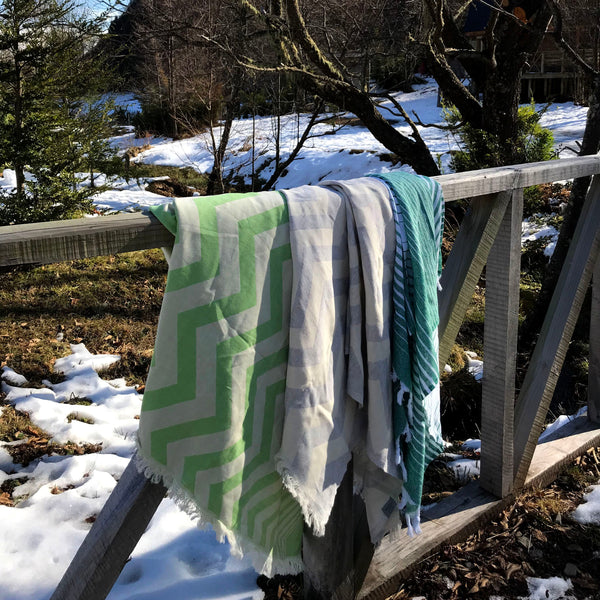 Mersin Chevron Towel / Blanket  - Green-6