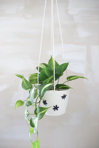 Flower Embroidered Hanging Basket-2