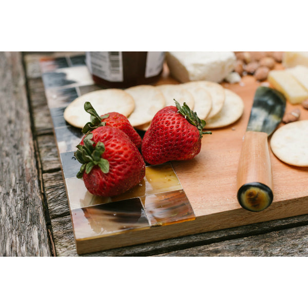Wood and Horn Cutting Board/Cheese Board