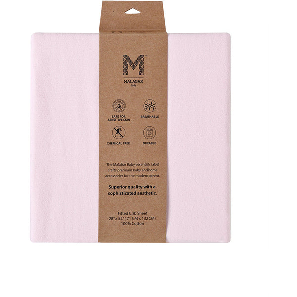 FITTED COTTON KNIT CRIB SHEET Off White/Pink or Gray