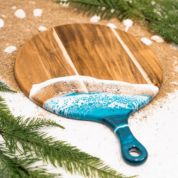 Round Cheese Paddle Acacia Boards- various colours