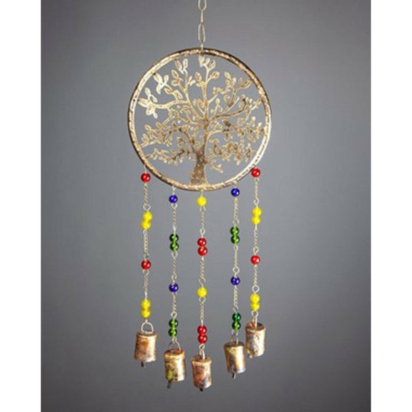 Tree of Life Chime with Coloured Glass Brass Bells