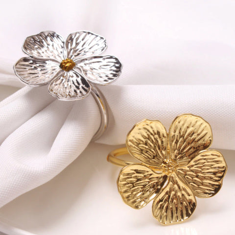 5 Leaf Flower Napkin Ring Set of 6
