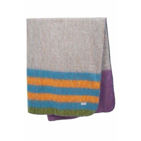 Extra Large Soft Alpaca Blanket with Coloured Stripes