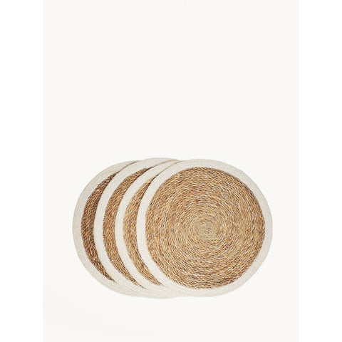 White Rimmed Seagrass Placemats (Set of 4)