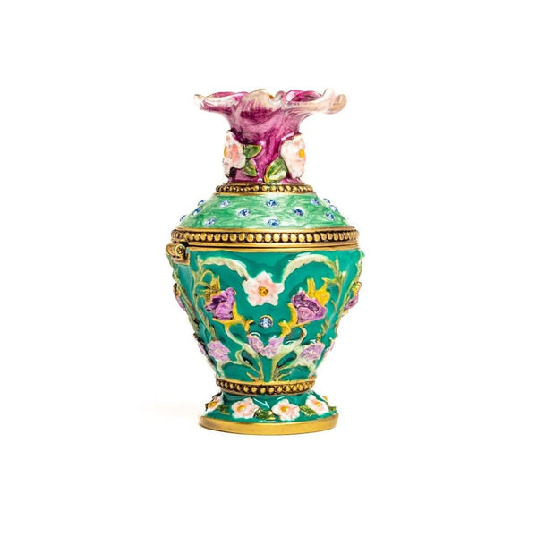 Floral Green Vase Trinket Box