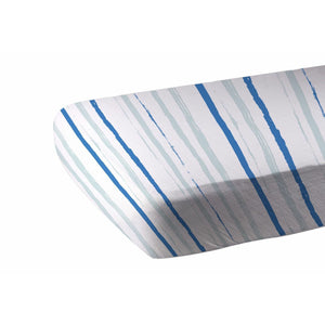 Blue Striped Cotton Muslin Crib Sheet