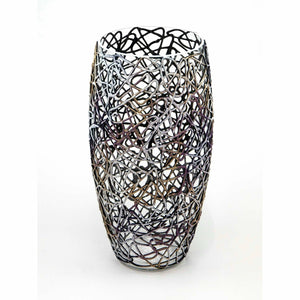 Vase ovale en verre décoré d'art 12"