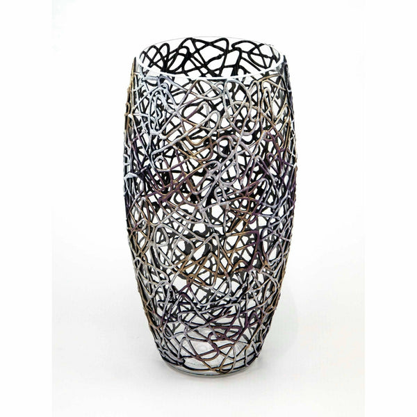 Vase ovale en verre décoré d'art 12"