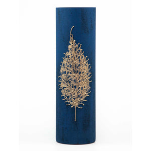 Gold Leaf Decorated Glass Cylinder Vase 16"