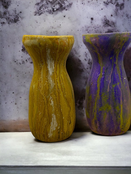 Cement Vase, Watercolor Fluid Art, Silhouette, Lightweight Concrete, Aircrete-5