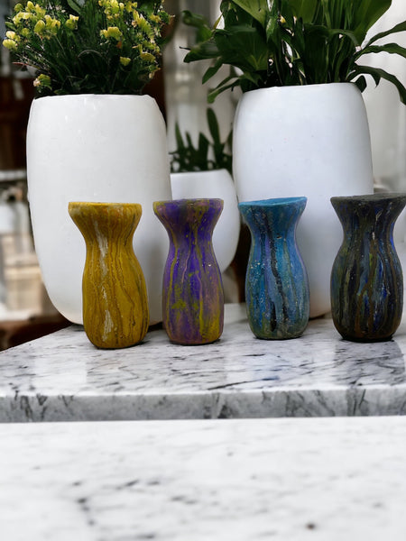 Cement Vase, Watercolor Fluid Art, Silhouette, Lightweight Concrete, Aircrete-1