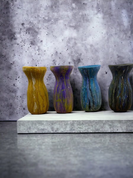 Cement Vase, Watercolor Fluid Art, Silhouette, Lightweight Concrete, Aircrete-2