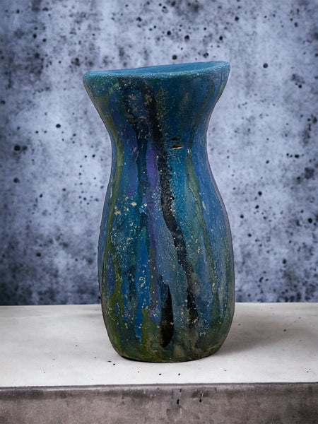 Cement Vase, Watercolor Fluid Art, Silhouette, Lightweight Concrete, Aircrete-13