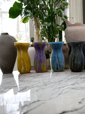 Cement Vase, Watercolor Fluid Art, Silhouette, Lightweight Concrete, Aircrete-0