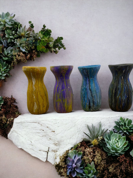 Cement Vase, Watercolor Fluid Art, Silhouette, Lightweight Concrete, Aircrete-9