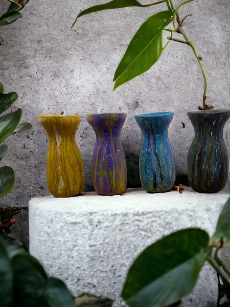 Cement Vase, Watercolor Fluid Art, Silhouette, Lightweight Concrete, Aircrete-4