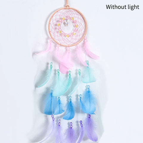 Colourful Handmade Feather Dream Catcher with LED Lights