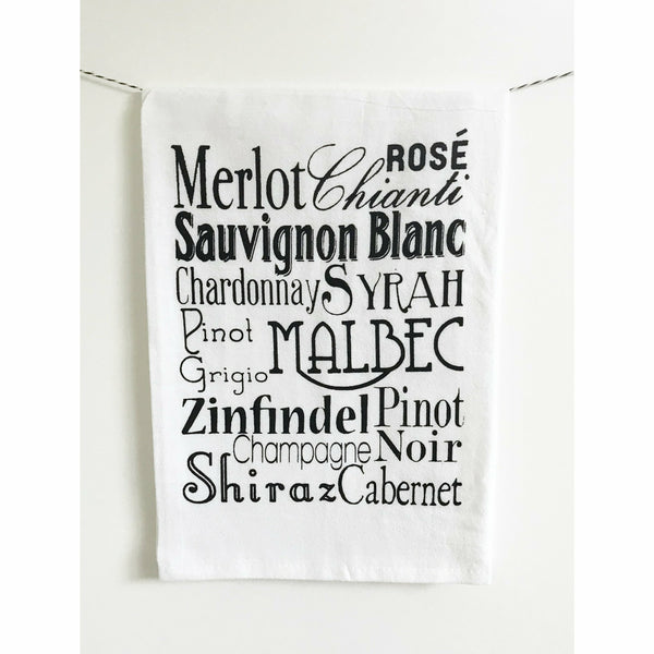 Wine Words Cotton Kitchen Towel