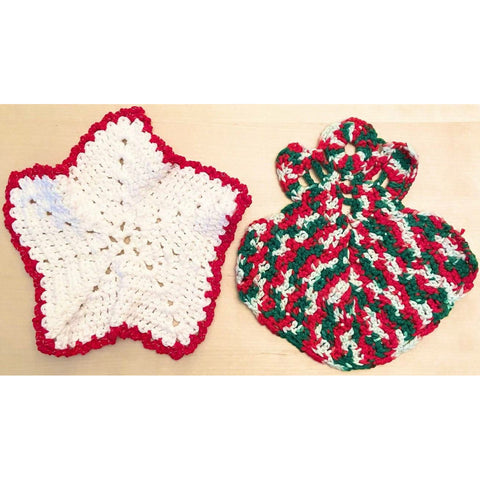 Christmas Angel and Snowflake Dishcloth Set